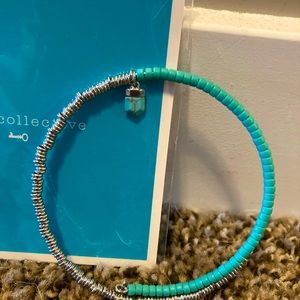 Stella & Dot stretch turquoise and silver bangle - new